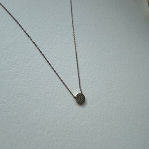 Dainty Sparkly Gold with Faux Diamond Circle Necklace